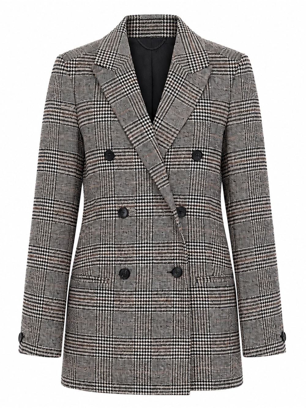 AllSaints Astrid Check Blazer - Size 2 - Oversized Wool Plaid Boyfriend Jacket